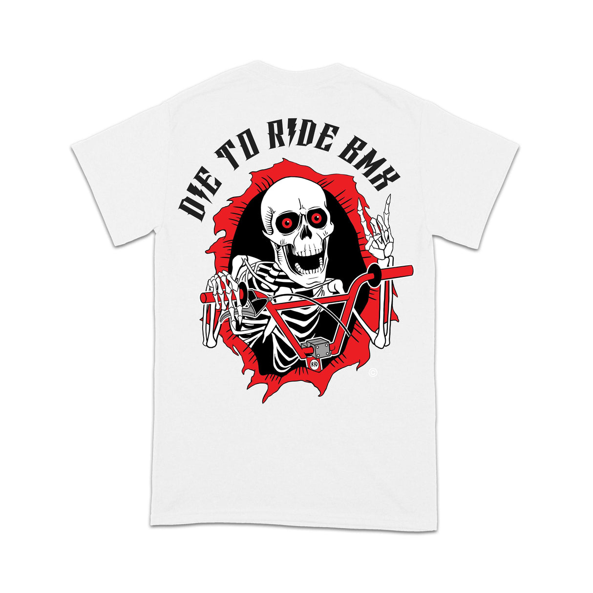 Die to Ride BMX - Big Skull Ripper - Mens T-Shirt - White T-Shirt R/D100WH01-M