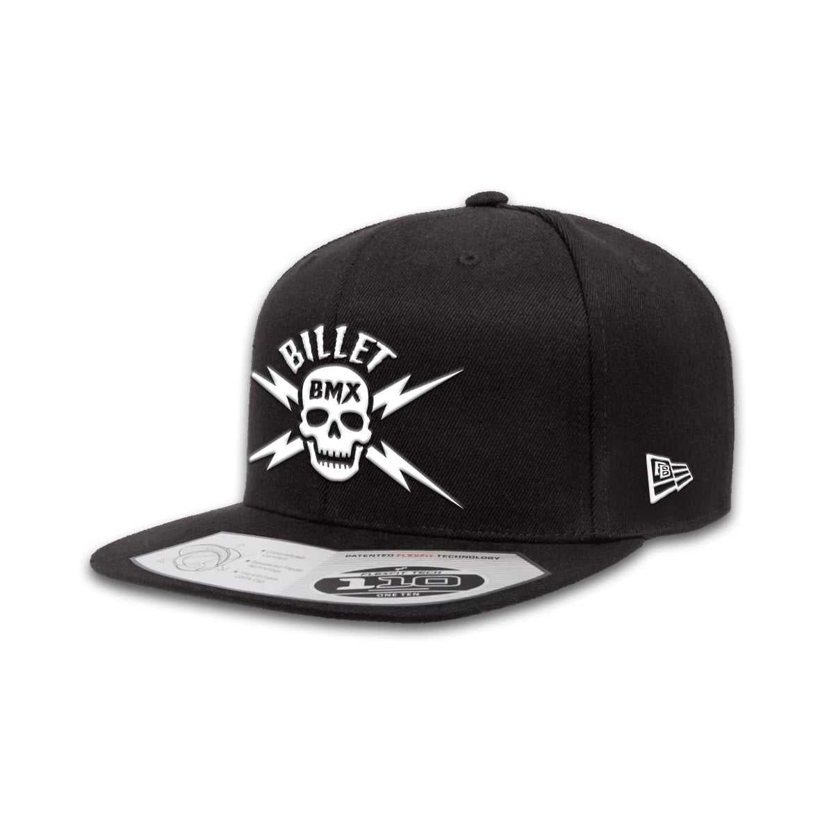 BILLET BMX SKULL PREMIUM WOOL SNAPBACK HAT BLACK BIL-110F-3-BLK-WHT