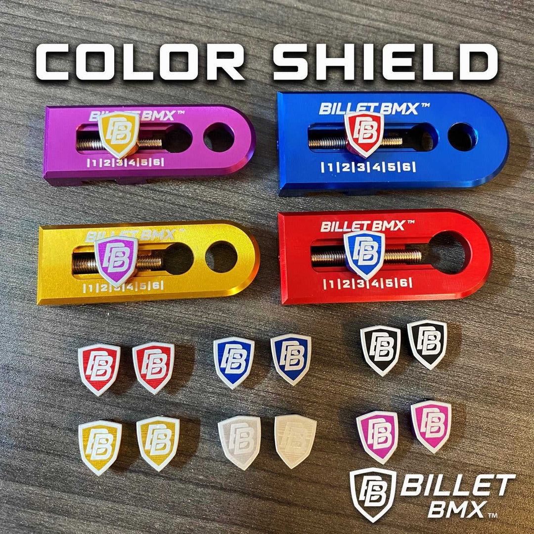 BILLET BMX SHIELD COLOR CHANGE UPGRADE FOR CHAIN TENSIONERS (2 Pack) **Read Description** CHAIN TENSIONERS BIL-SHIELD-BB-RED
