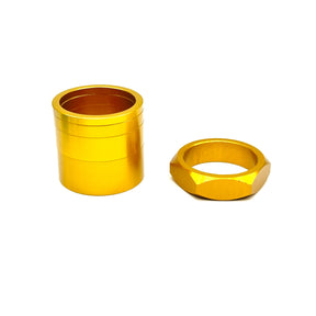 BILLET BMX RETRO NUTS 6 POINT HEADSET SPACER SET STEM CAP BIL-HSSPACER-DZNUT-RED