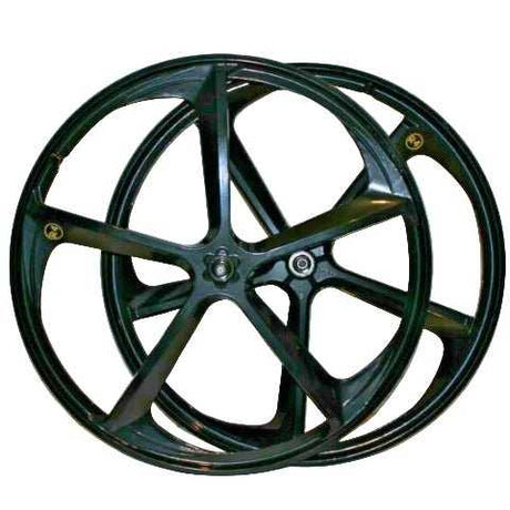 Premium 29″ CNC BMX Cruiser 5-Spoke Alloy Rims Bicycle Sealed Wheel Set, Gloss Black, Non CNC for Disc Brakes sku-37549364117675