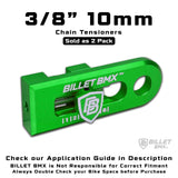 BILLET BMX CHAIN TENSIONERS 3/8" 10mm AXLE PAIR CHAIN TENSIONERS BIL-TENSIONER-38-RED