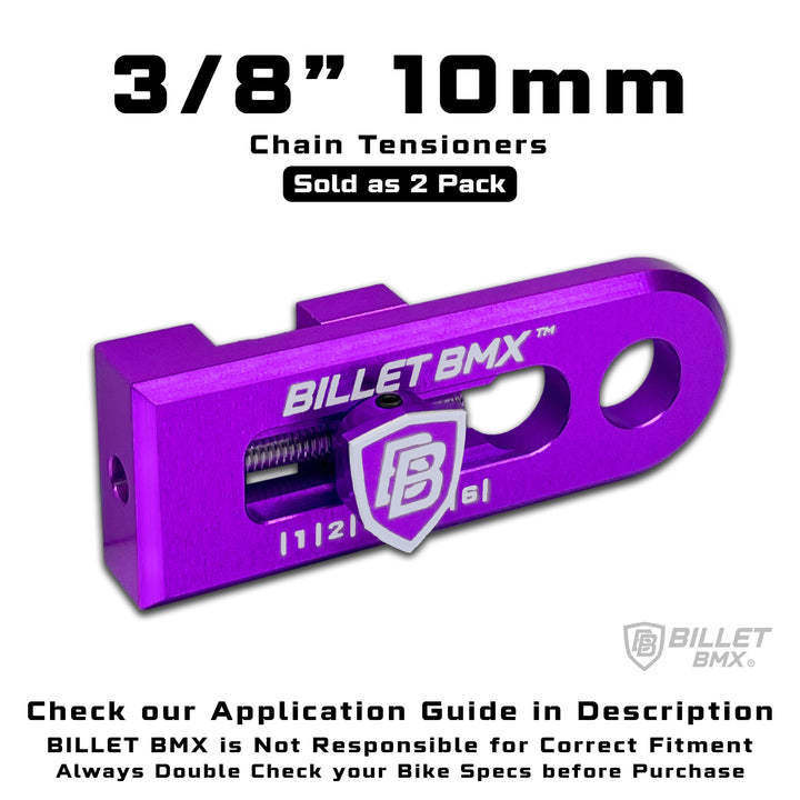 BILLET BMX CHAIN TENSIONERS 3/8" 10mm AXLE PAIR