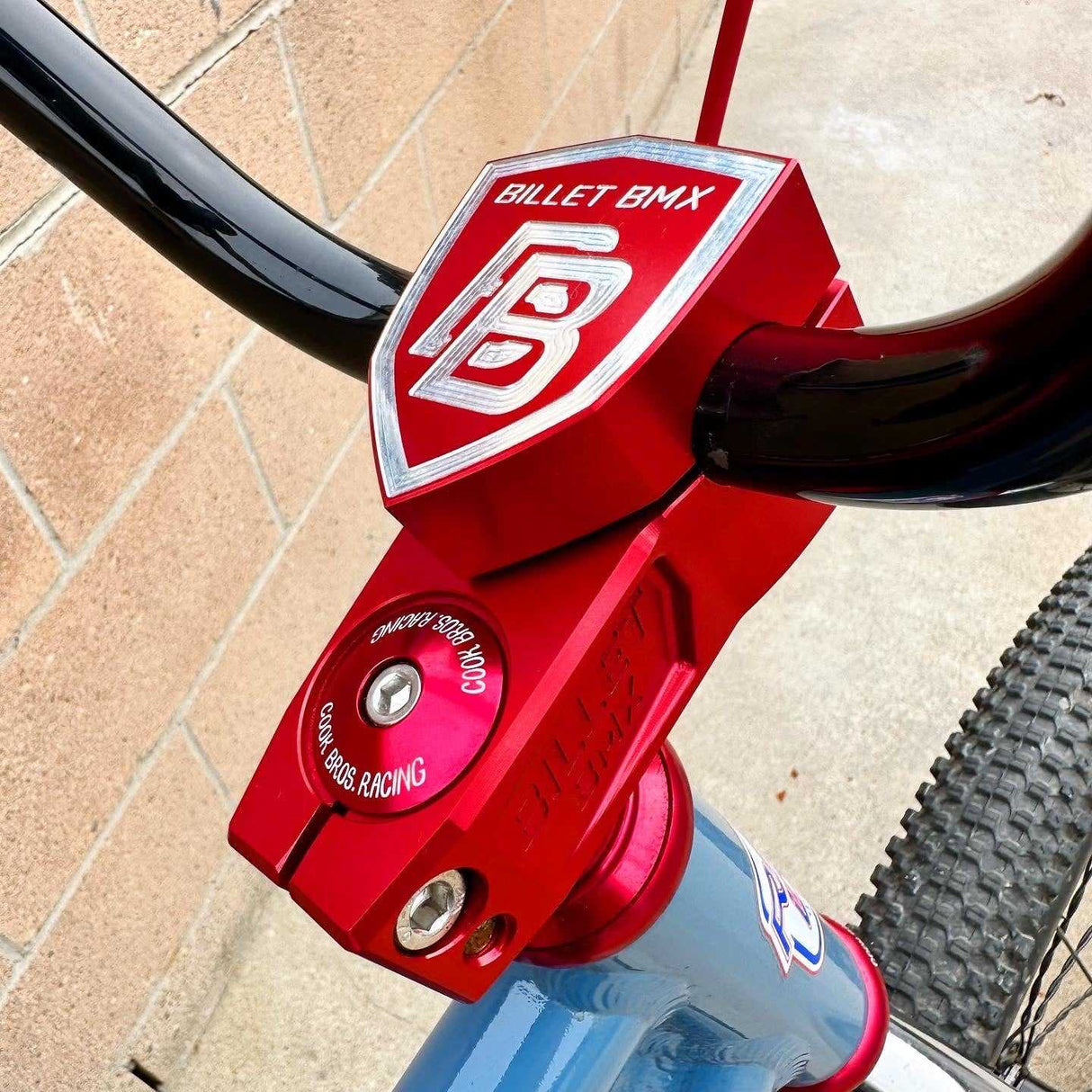 BILLET BMX SHIELD TOP LOAD STEM 57MM COLLECTOR SERIES STEMS BIL-STEM-57-SHIELD-RED