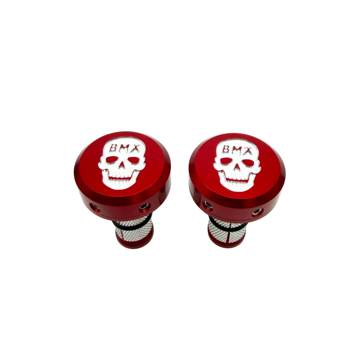 BILLET BMX SKULL LOGO HIDDEN BOLT HANDLEBAR ENDS
