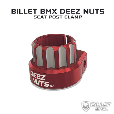 BILLET BMX™ DEEZ NUTS™ SEAT POST CLAMP 28.6mm SEAT POST CLAMP BIL-SCLAMP-DZNUTS-286/254-RED