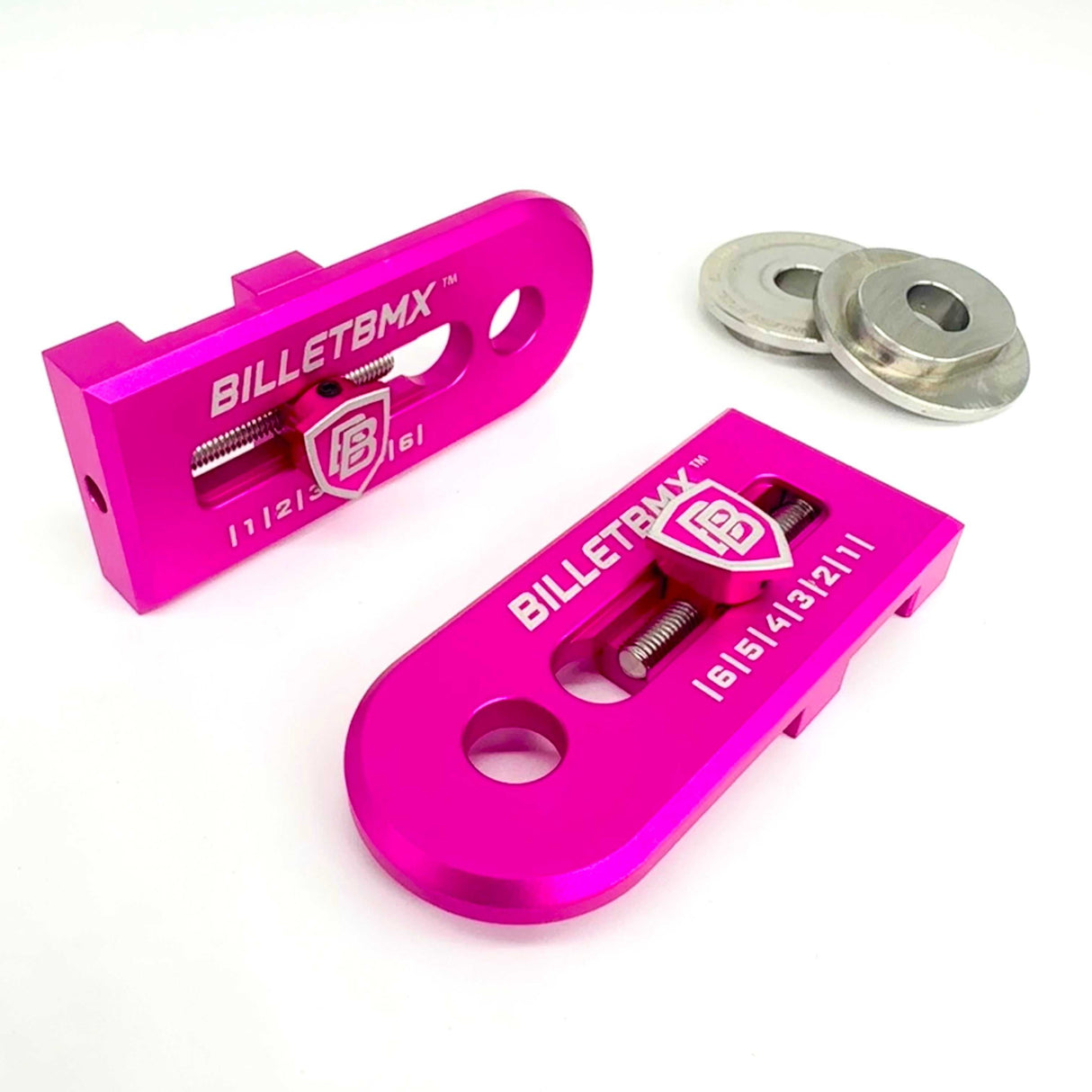 BILLET BMX Chain Tensioners for RACE INC Frame 20mm to 10mm Axle Kit CHAIN TENSIONERS BIL-TENSIONER-20X10-RED