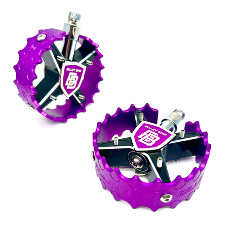 BILLET BMX SHIELD BLACKOUT PRO SERIES ROUND PEDAL SET 9/16 PEDALS BIL-PED-RND-SHIELD-BLKM-RED