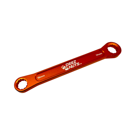 BILLET BMX DEEZ NUTS BILLET ALUMINUM BIKE AXLE NUT WRENCH 15mm & 17mm BIL-WRENCH-15MM-17MM-RED