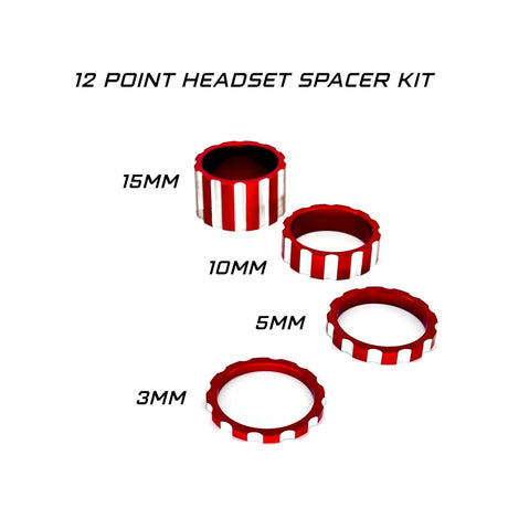 BILLET BMX DEEZ NUTS 12 POINT HEADSET SPACER SET STEM CAP BIL-HSSPACER-DZNUT-RED