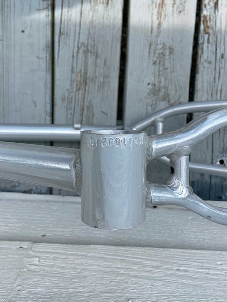 R4 Retro 6061 Aluminum 29" Pro BMX Frame & Chrome Fork, Raw W/ Clear Coat Decals Included BMX Frames sku-41549724254379