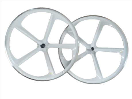 R4 Premium CNC 29″ BMX 5-Spoke Alloy Bicycle Sealed Wheel set, White, CNC for Pad Brakes 29" BMX Mags sku-43701437661355