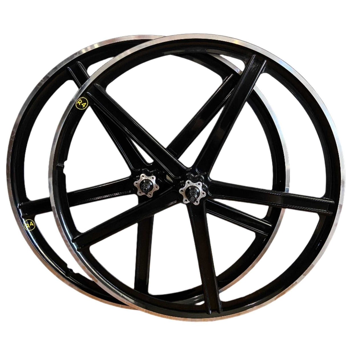 R4 29″ BMX CNC 5-Spoke 10 Speed GT Street Performer, Se Fast Ripper, Throne Goon Runner, Alloy Bicycle Sealed Wheel set, Gloss Black 29" BMX Mags 1