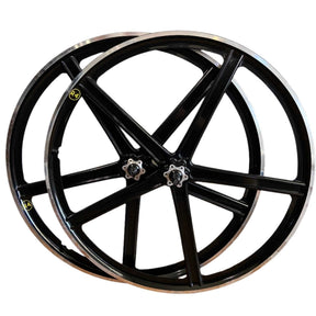 R4 29″ BMX CNC 5-Spoke 10 Speed GT Street Performer, Se Fast Ripper, Throne Goon Runner, Alloy Bicycle Sealed Wheel set, Gloss Black 29" BMX Mags 1