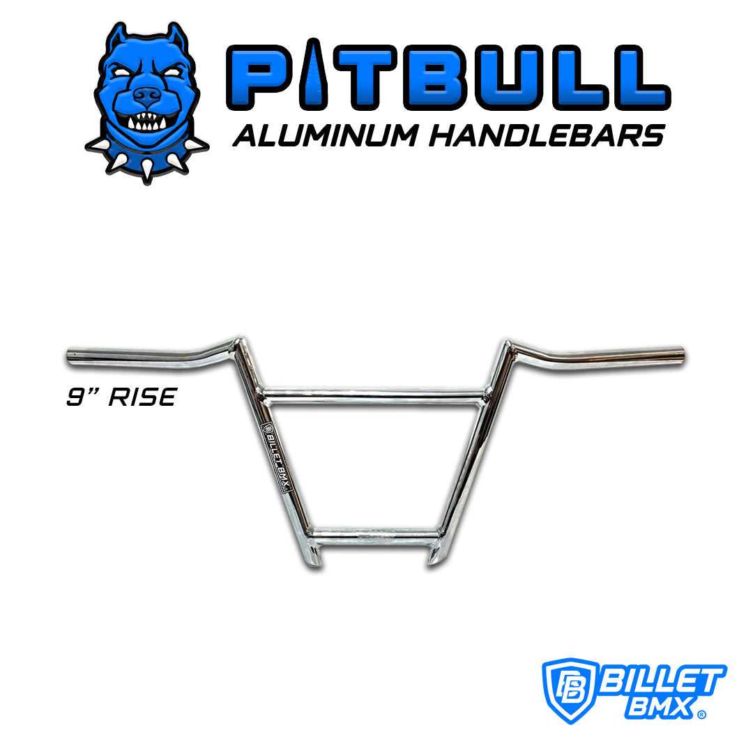 BILLET BMX PITBULL ALUMINUM 6 PIECE BMX HANDLEBARS 9" BIL-HANDLEBAR-PITBULL-9-RED