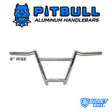 BILLET BMX PITBULL ALUMINUM 6 PIECE BMX HANDLEBARS 9" BIL-HANDLEBAR-PITBULL-9-RED
