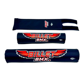 BILLET BMX WING LOGO FLITE PAD SET BLACK BIL-PADSET-WING-BLK-RED