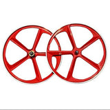 29″ CNC BMX Cruiser 5-Spoke Alloy Rims Bicycle Sealed Wheel Set, Ferrari Red, CNC for Pad Brakes sku-45758174036139
