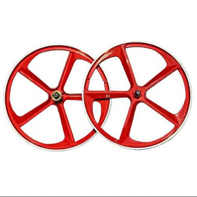 29″ CNC BMX Cruiser 5-Spoke Alloy Rims Bicycle Sealed Wheel Set, Ferrari Red, CNC for Pad Brakes sku-45758174036139