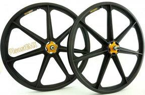SKYWAY 24" GRAPHITE CARBON FIBER COMPOSITE TUFF WHEELS WITH GOLD ALLOY FLANGE MAG WHEELS k67420000AAC