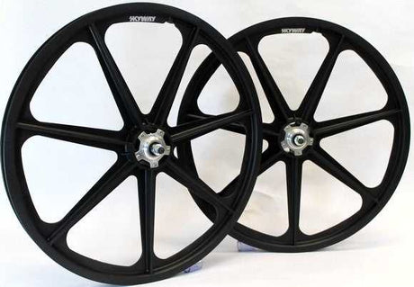 SKYWAY 24" TUFF WHEELS WITH SILVER ALLOY FLANGE HUBS MAG WHEELS K67420000AAA