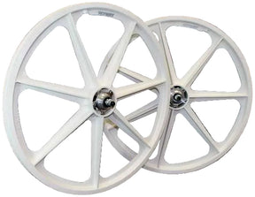 SKYWAY 24" TUFF WHEELS WITH SILVER ALLOY FLANGE HUBS MAG WHEELS K67420000AAA