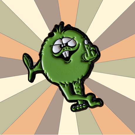 80's BMX Retro Decal and Pin | Green BMX Troll Flips Bird | Pin & Sticker Set Enamel Pins RET-GRN-PIN