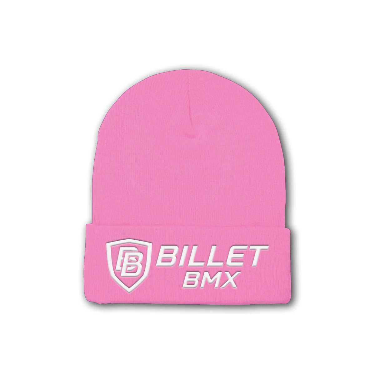 BILLET BMX CLASSIC LOGO CUFFED KNIT BMX BEANIE PINK BIL-1501KC-2-PNK-WHT