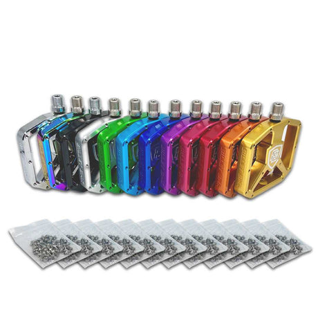 BILLET BMX SHIELD PLATFORM PEDAL SET 9/16 PEDALS BIL-PED-PLAT-SHIELD-RED