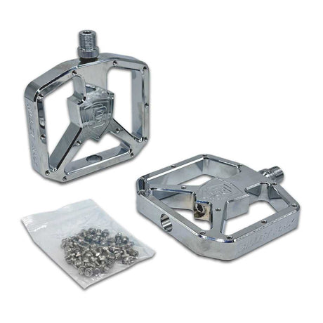 BILLET BMX SHIELD PLATFORM PEDAL SET 9/16 PEDALS BIL-PED-PLAT-SHIELD-RED