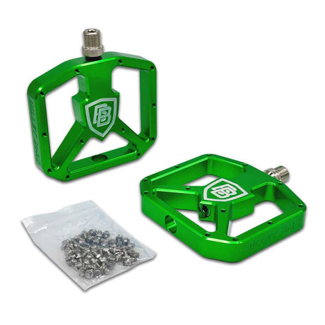 BILLET BMX SHIELD PLATFORM PEDAL SET 9/16 PEDALS BIL-PED-PLAT-SHIELD-RED