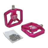 BILLET BMX SHIELD PLATFORM PEDAL SET 9/16 PEDALS BIL-PED-PLAT-SHIELD-RED