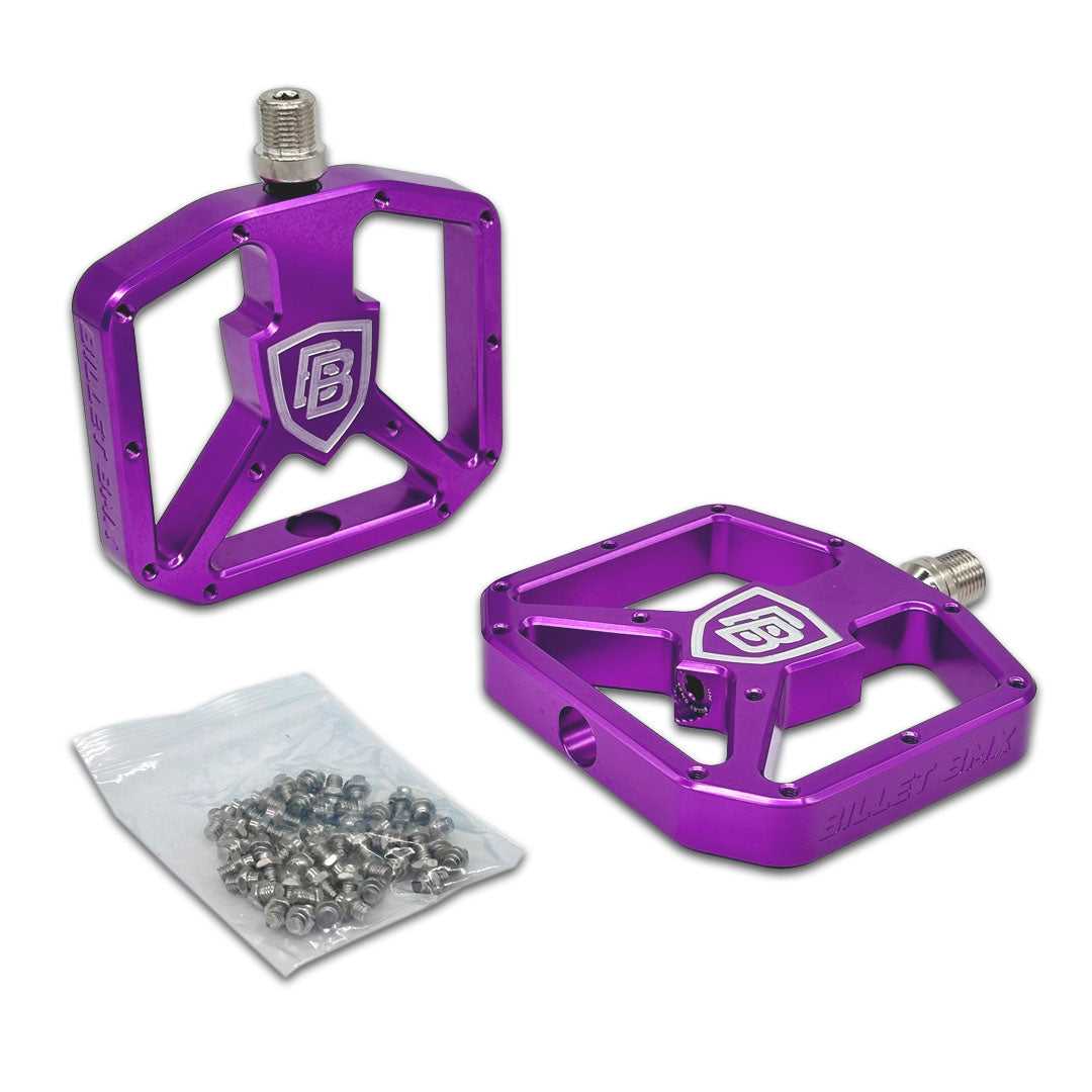 BILLET BMX SHIELD PLATFORM PEDAL SET 9/16 PEDALS BIL-PED-PLAT-SHIELD-RED