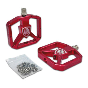 BILLET BMX SHIELD PLATFORM PEDAL SET 9/16 PEDALS BIL-PED-PLAT-SHIELD-RED