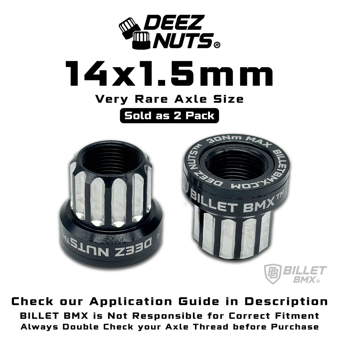 BILLET BMX Deez Nuts 12 Point Bike Axle Nuts 14x1.50mm SPECIAL SIZE FOR ZOOZ REAR (2-Pack)