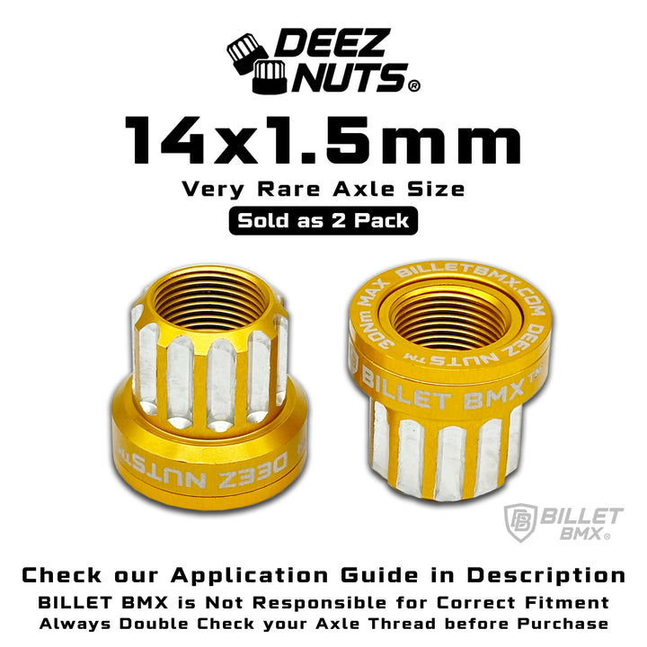 BILLET BMX Deez Nuts 12 Point Bike Axle Nuts 14x1.50mm SPECIAL SIZE FOR ZOOZ REAR (2-Pack)