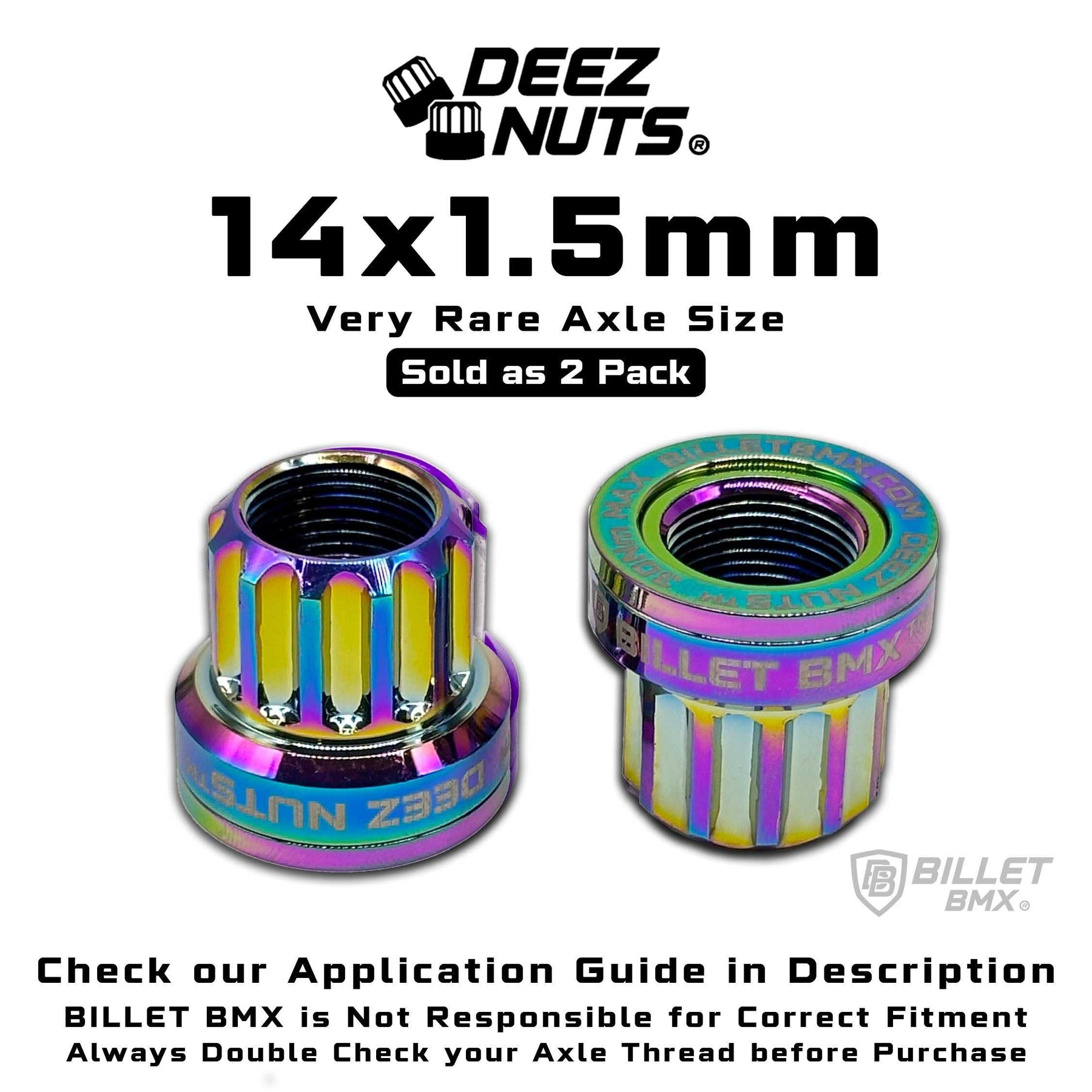 BILLET BMX Deez Nuts 12 Point Bike Axle Nuts 14x1.50mm SPECIAL SIZE FO