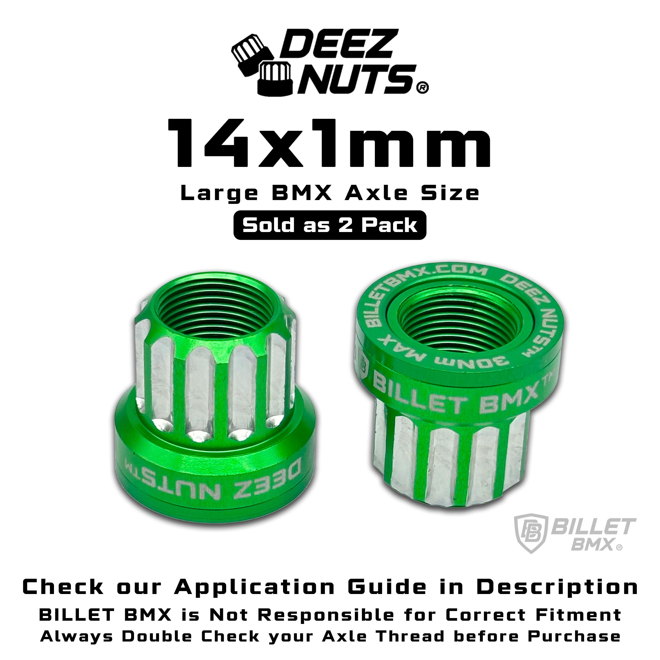 BILLET BMX Deez Nuts 12 Point Bike Axle Nuts 14x1mm 2 Pack BILLETBMX.COM