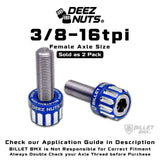 BILLET BMX™ Deez Nuts™ 12 Point Volcano Bolts for Female Hubs 3/8"-16 tpi Titanium (2 Pack) Bicycle Axle Nut BIL-DZBLT-38X16-12-RED