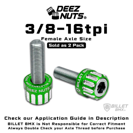 BILLET BMX™ Deez Nuts™ 12 Point Volcano Bolts for Female Hubs 3/8"-16 tpi Titanium (2 Pack) Bicycle Axle Nut BIL-DZBLT-38X16-12-RED