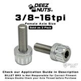 BILLET BMX™ Deez Nuts™ 12 Point Volcano Bolts for Female Hubs 3/8"-16 tpi Titanium (2 Pack) Bicycle Axle Nut BIL-DZBLT-38X16-12-RED