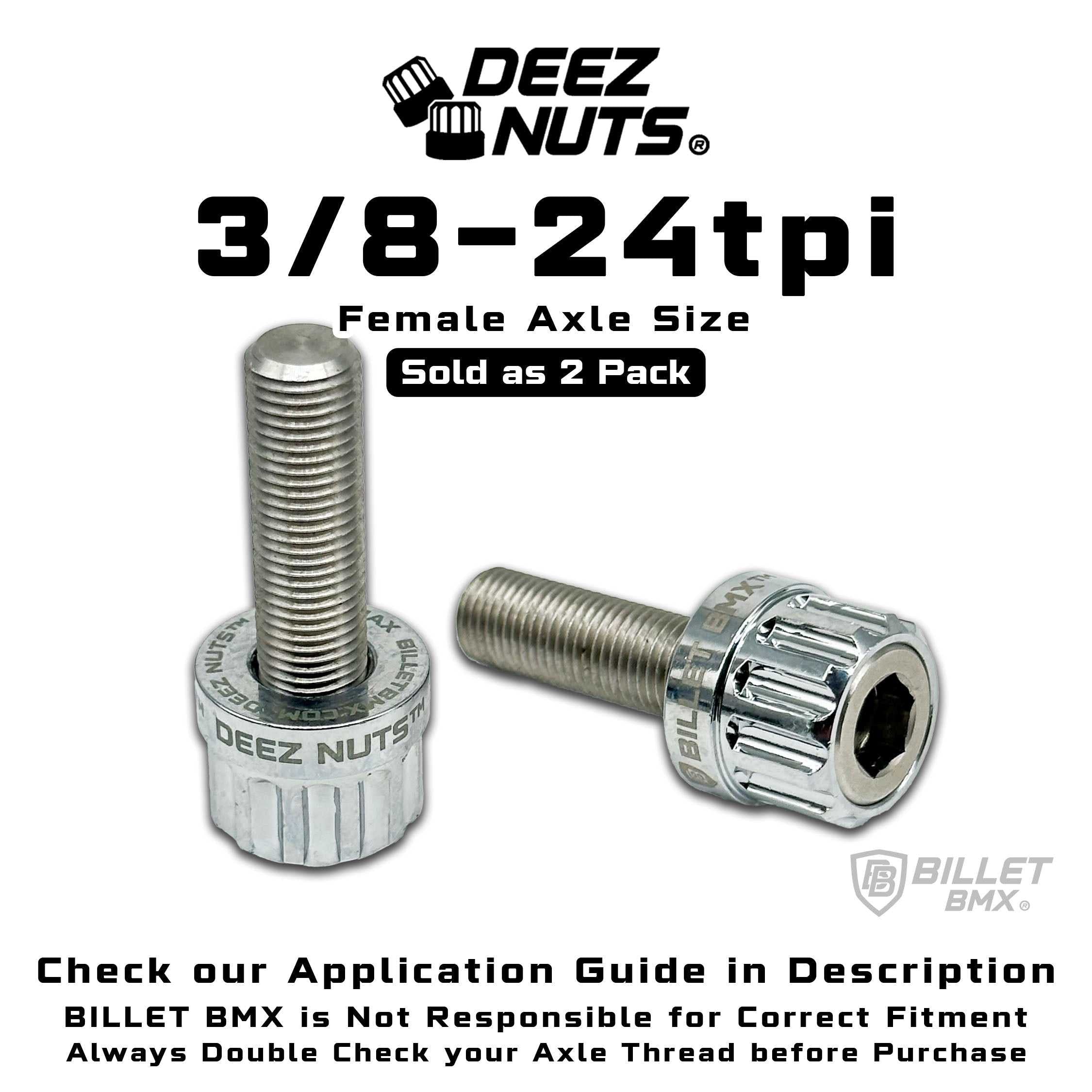 BILLET BMX Deez Nuts 12 Point Volcano Bolts for Female Hubs 3/8
