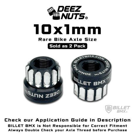 BILLET BMX Deez Nuts 12 Point Bike Axle Nuts 10X1mm (2-Pack) Bicycle Axle Nut BIL-DZNUT-10x1mm-12-BLK