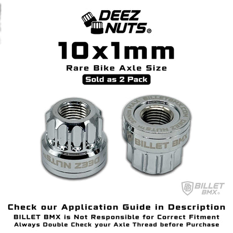 BILLET BMX Deez Nuts 12 Point Bike Axle Nuts 10X1mm (2-Pack) Bicycle Axle Nut BIL-DZNUT-10x1mm-12-BLK