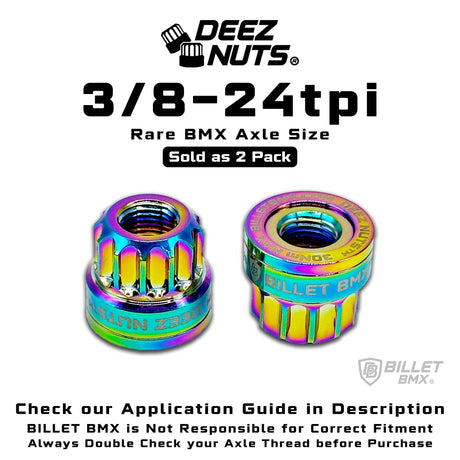 BILLET BMX Deez Nuts 12 Point Bike Axle Nuts 3/8"-24 tpi (2-Pack) Bicycle Axle Nut BIL-DZNUT-38X24-12-BLK