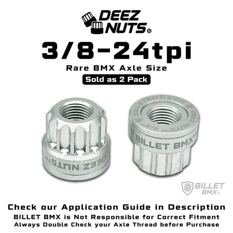 BILLET BMX Deez Nuts 12 Point Bike Axle Nuts 3/8"-24 tpi (2-Pack) Bicycle Axle Nut BIL-DZNUT-38X24-12-BLK