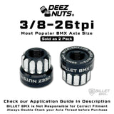 BILLET BMX Axle Nuts Deez Nuts 12 Point Bike Axle Nuts 3/8"-26tpi (2-Pack) Bicycle Axle Nut BIL-DZNUT-38X26-12-BLK