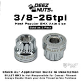 BILLET BMX Axle Nuts Deez Nuts 12 Point Bike Axle Nuts 3/8"-26tpi (2-Pack) Bicycle Axle Nut BIL-DZNUT-38X26-12-BLK