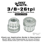 BILLET BMX Axle Nuts Deez Nuts 12 Point Bike Axle Nuts 3/8"-26tpi (2-Pack) Bicycle Axle Nut BIL-DZNUT-38X26-12-BLK