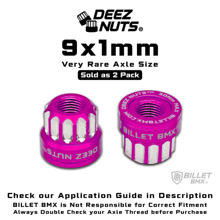 BILLET BMX Deez Nuts 12 Point Bike Axle Nuts 9x1mm SPECIAL SIZE FOR ZOOZ FRONT (2-Pack)